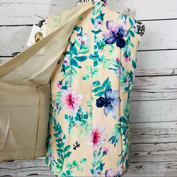 Marie Oliver 100% Silk Colby Floral Sleeveless Top Tank Chiffon Overlay XS - Picture 2 of 8